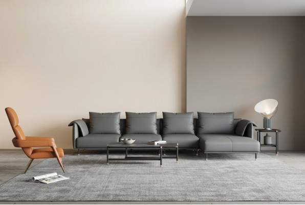 Eckcouch Garnitur Sofa Gri Leder L Form Canapéë Design Gepolstert