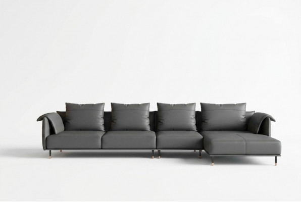 Eckcouch Garnitur Sofa Gri Leder L Form Canapéë Design Gepolstert
