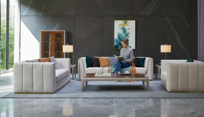 Sofa-Garnitur 3+2+1 Sëtzer Klassesch Wunnlandschaft Deko Sofae Couchen