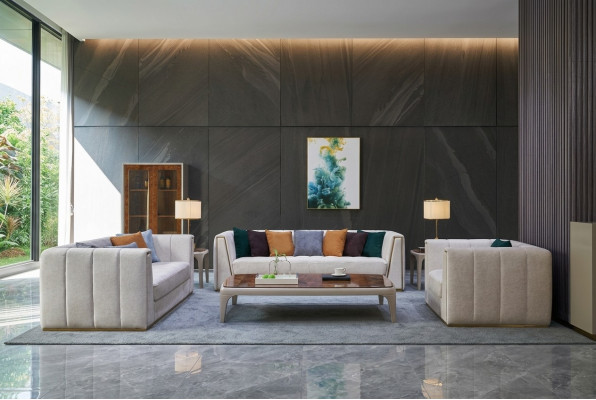 Sofa-Garnitur 3+2+1 Sëtzer Klassesch Wunnlandschaft Deko Sofae Couchen