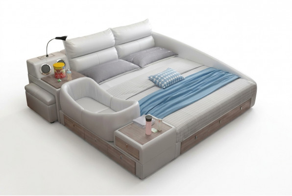 Bett Multifunktioun Regal Schaf USB Opluedstatioun Duebel Lieder Better