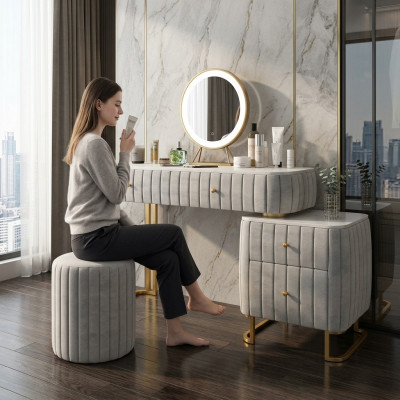Designer Konsol Schminktisch Kosmetik Dësch Spigel Dekor Kommode Friséiertisch