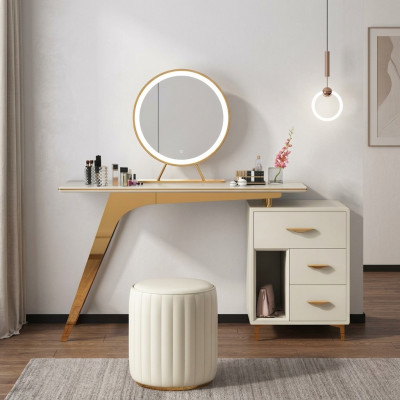 Schminkdësch Spigel Hocker Komplett Set Kommod Schlafzimmer Nei 2tlg