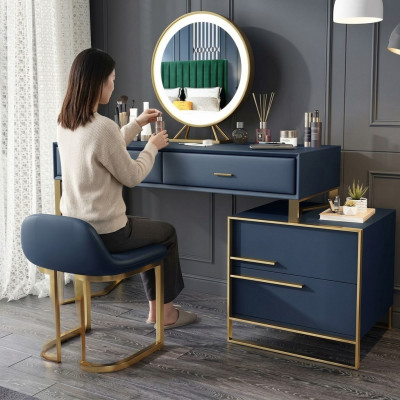 Make-up-Dësch Spigel Hocker Komplett Set Kommode Schlofkummer