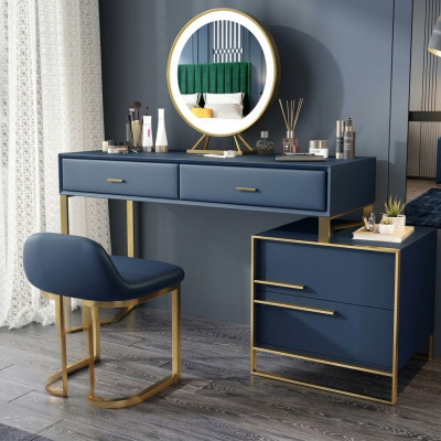 Make-up-Dësch Spigel Hocker Komplett Set Kommode Schlofkummer