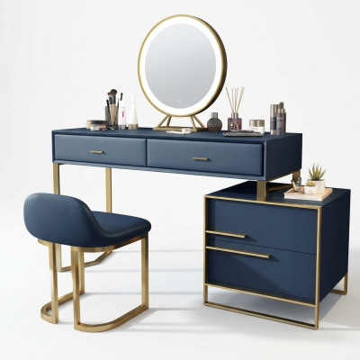 Make-up-Dësch Spigel Hocker Komplett Set Kommode Schlofkummer