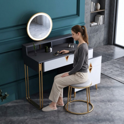 Schminktisch Dësch Schlofkummer Hocker Spigel Jugendlech Modern Stil
