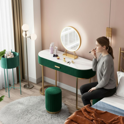 Schminktisch Design Konsolendëscher + Hocker Friseurdësch Make-Up Dësch Nei