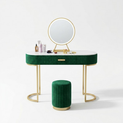 Schminktisch Design Konsolendëscher + Hocker Friseurdësch Make-Up Dësch Nei