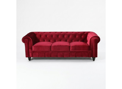 jvmoebel ® - Lieder Sofa Couch - Rout Polster Dräisëtzer Couch Garnitur 3er Nei