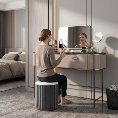 Make-up Dësch Schwaarz Komod Konsolendëscher Schlofkummer Dësch Konsolen Miwwelen