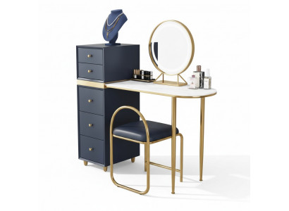 Make-up-Dësch Spigel Hocker Set Kommode Schlofzëmmer Nei Make-up