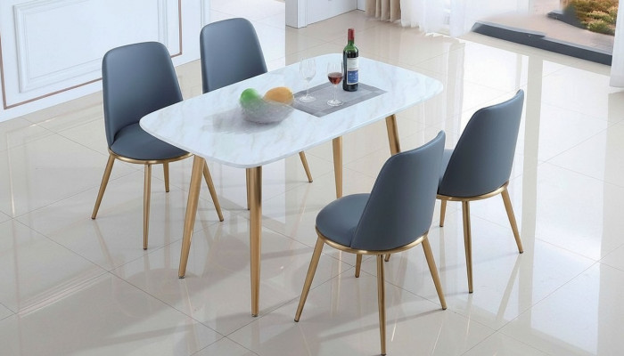 Komplett Set Iessdësch + 4 Still Iesszëmmer Set Iess Grupp Dëscher 5tlg