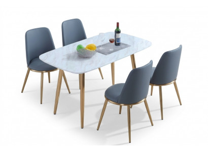 Komplett Set Iessdësch + 4 Still Iesszëmmer Set Iess Grupp Dëscher 5tlg