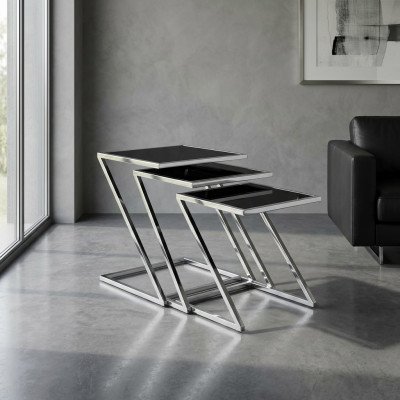 Set vun 3x Couchtischen Kaffisdësch Design Bäizëlltdësch Dëscher Wunnzëmmersdësch