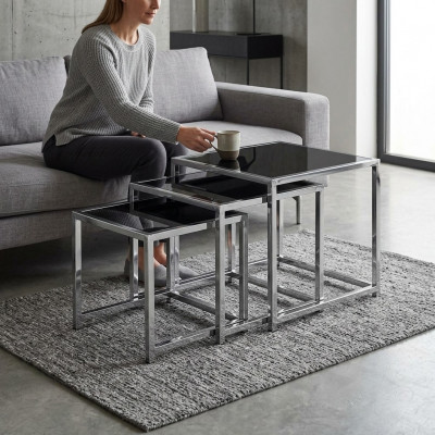Set 3x Canapé-Dësch Kaffisdësch Niewendësch Designer Wunnzëmmertësch Dëscher