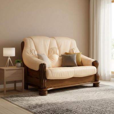 Sofa 2 Sëtzer Couch Sofas Couchen Wunnzimmer Holz Lieder Zweesëtzer Miwwelen Nei