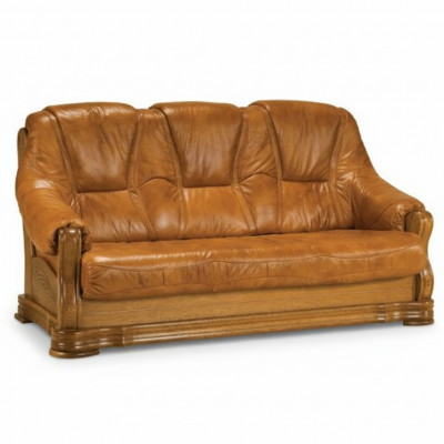 Holz Sofa 3 Sëtzer Polster Designer Canapéën Garnitur SL Sofa Dräisëtzer Lieder