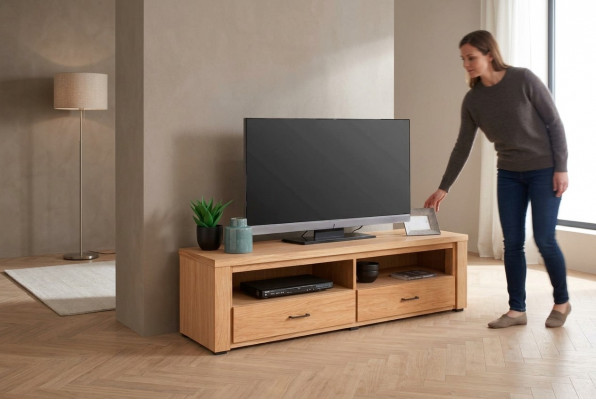 Kommod Vitrine Massivholz Fernsehstänner Klassesch Schëllerlade Neit Holz Plaz