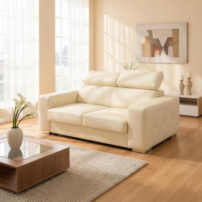 Zwee-Sëtzer Sofa Nei Modern Sofa Beige 2 Sëtzer Couchen Sofas Miwwelen Lounge Holz