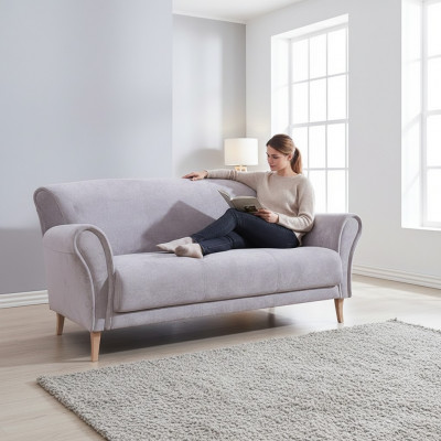 Dräisëtzeger Stoffssofa Lila Textil Couchen Sofas Polster Garnitur Luxus Nei