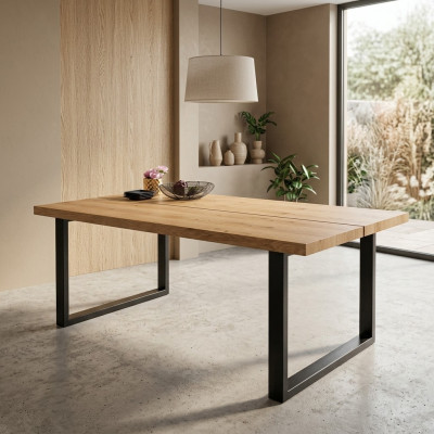 Metallbeen Dësch Natierlecht Holz Nei Klassesch Schieben Loft Schied 180x90