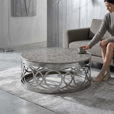 Ronne Luxus Designer Couchtisch Sofa Stuff Dësch Bäistell Edelstol
