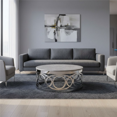 Ronne Luxus Designer Couchtisch Sofa Stuff Dësch Bäistell Edelstol