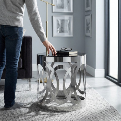Niewendësch Ronn Dësch Canapé Dësch Sofa Metall Wunnzëmmer Ronn