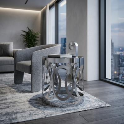 Niewendësch Ronn Dësch Canapé Dësch Sofa Metall Wunnzëmmer Ronn