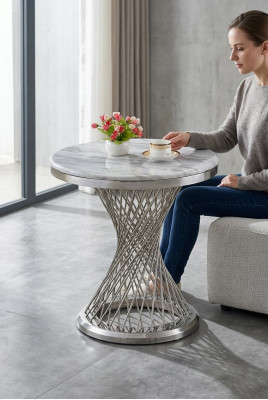 Ronnd Niewentafel Couchtisch Edelstol Luxus Miwwelen Wunnzëmmer Ronnd