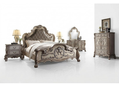 Komplett Set Schlofzëmmer Kinneksbarock Bett Schminkdësch Nuetsdësch 6 Deeler.