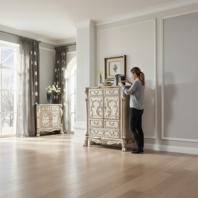Barock Kommode Schaf Luxus Kommoden Schaf Regal Konsole Miwwel Sëlwer Regaler