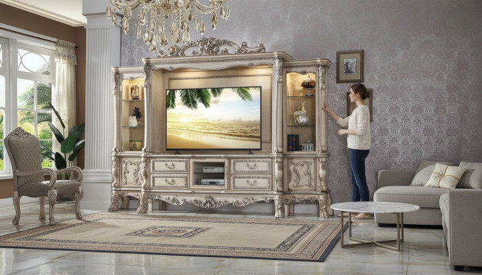 Wunnwand Wunnzëmmer Set Vitrine Schaf Regal Set Wunnwänn Regal Fernsehwand