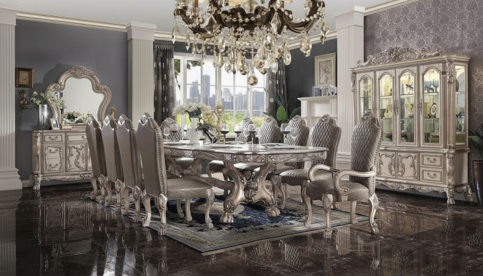 Iesszëmmer Komplett Set Dësch Anrichte 10x Stull Set Vitrin Barock 14 Deeler.