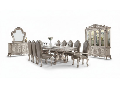 Iesszëmmer Komplett Set Dësch Anrichte 10x Stull Set Vitrin Barock 14 Deeler.