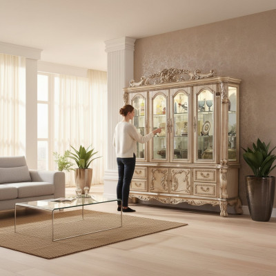 klassesch Design Vitrin Glasschaf Vitrineschaf Schauschaf Regal Barock