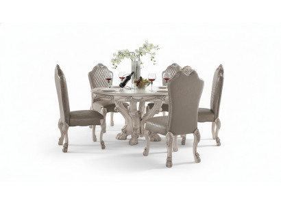 Iesszëmmer Stull Sesselle Set 6x Stull ouni Aarmlehnen Luxus Sessel Barock Still