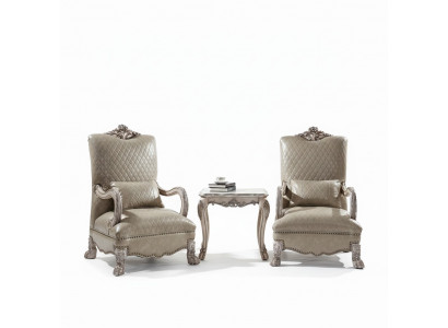 Set 2x Fauteuil Niewentëscht Wunnzëmmer Dësch Canapé Dësch Niewendësch 3tlg