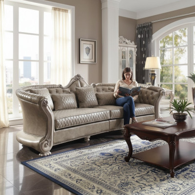 Grouss XXL Sofa Couch klassesch Miwwelen Polster Sofae 4 Sëtzer Barock Textil Couchen