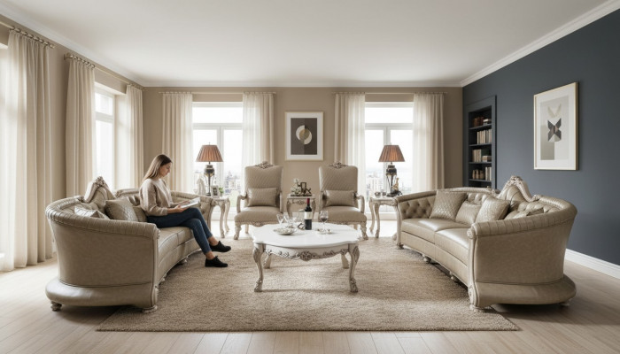 Sofagarnitur Couchtisch Säitentafel Wunnlandschaft Sofa Polster 5tlg. Set Nei