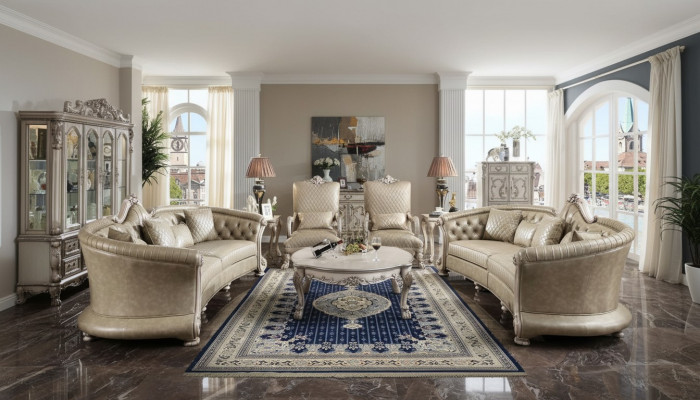 Sofagarnitur Couchtisch Säitentafel Wunnlandschaft Sofa Polster 5tlg. Set Nei