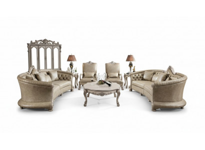 Sofagarnitur Couchtisch Säitentafel Wunnlandschaft Sofa Polster 5tlg. Set Nei