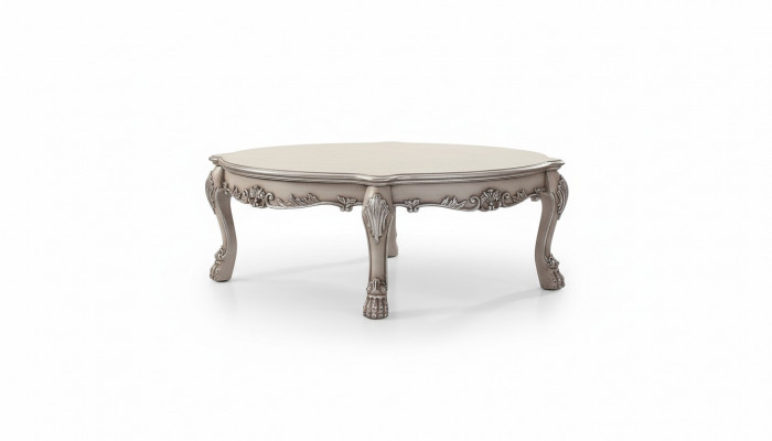 Italienesch Miwwelen aus Holz, klassesche Stil, Luxus, beige Clubdësch, Wunnzëmmer, ronn.