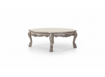 Italienesch Miwwelen aus Holz, klassesche Stil, Luxus, beige Clubdësch, Wunnzëmmer, ronn.
