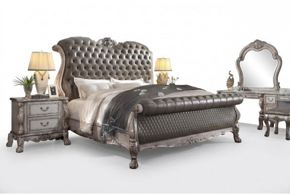 Design Barock Luxus Miwwelen Nuetsdësch Better 180x200 Bett 3 Desch. Schlofzëmmer Set
