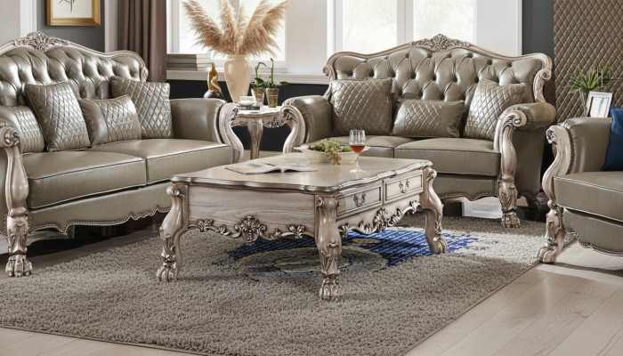 Couchtisch Tisch Sofa Dëscher Bäistelltisch Wunnzëmmer Design Beige Holz Barock