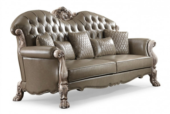 Dräisëtzer Couch Polster Design Modern 3er Sëtz Sofas Zëmmer Miwwel Riseëtz Beige