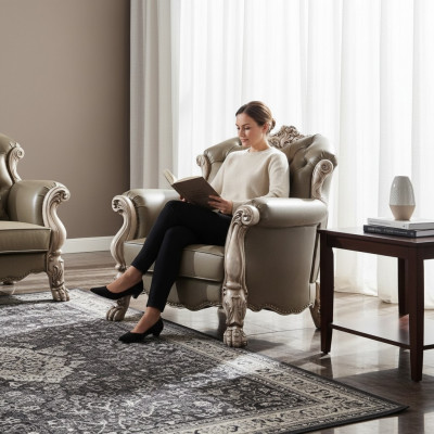 Barock Sëtzfauteuil Einsitzer Gepolstert Sofa Canapé Televisiouns-Couchen Design Wunnzëmmer Nei