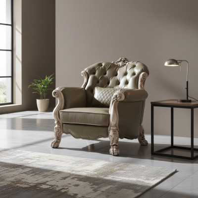 Barock Sëtzfauteuil Einsitzer Gepolstert Sofa Canapé Televisiouns-Couchen Design Wunnzëmmer Nei